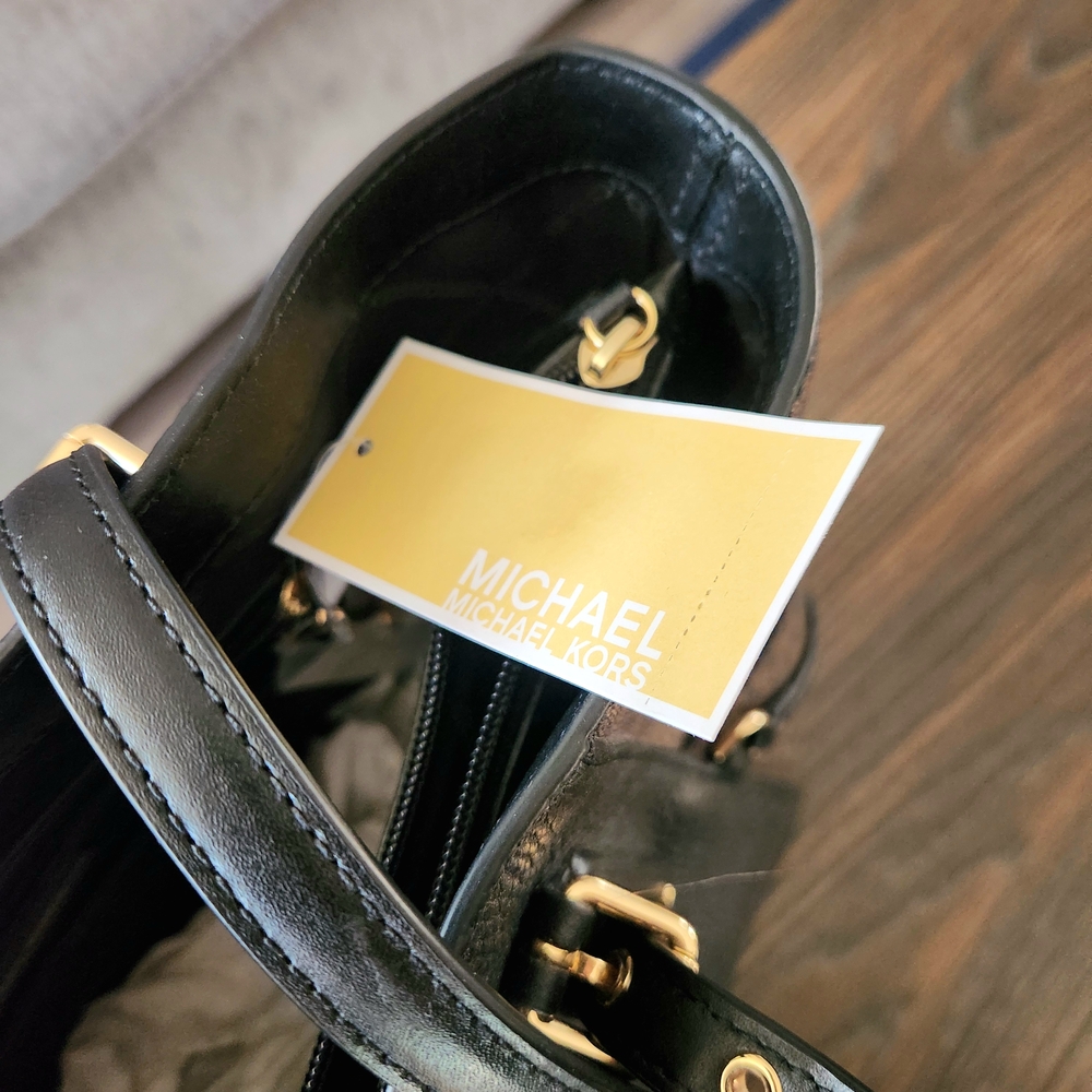 Michael Kors Black and Brown Leopard Print Tote Bag - Picture 7 of 11